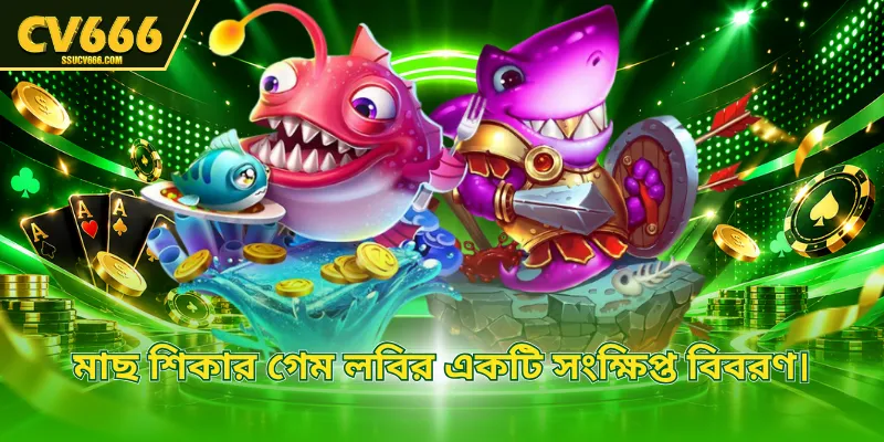 মাছ শিকার গেম লবির একটি সংক্ষিপ্ত বিবরণ।