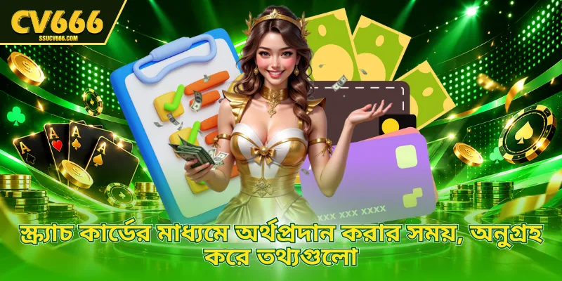 স্ক্র্যাচ কার্ডের মাধ্যমে অর্থপ্রদান করার সময়, অনুগ্রহ করে তথ্যগুলো 